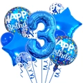 Set di palloncini blu per compleanno con numero 3 e decorazioni a forma di stella - Numero 3 / Blu scuro