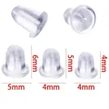 Three sizes of 18k gold silicone earring backs with precise diameter measurements - Transparent Earring Backs Small 4X4 [20 Pcs]