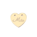Colgante de corazón de acero inoxidable dorado con grabado Mãe para joyería - Dorado (KLJ070-Z)