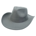Classic neutral grey wool felt western cowboy hat with wide brim and dented crown - M (56-58cm) / Gray