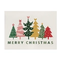 Christmas cotton linen placemat featuring colorful hand-drawn trees and Merry Christmas text - Hand-painted Christmas Trees-Beige