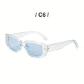 Retro rectangle sunglasses with transparent light blue frame and matching lenses - Blue Frame / Blue Lens