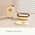 Cartoon swan shaped soap box set in beige and brown plastic for students - Soap Box 2 Pcs