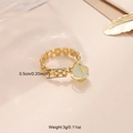 Adjustable gold chain ring with light green natural stone and 0.5cm width detail - Gold Band + Green Stone / Green
