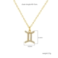 18k gold plated Gemini zodiac necklace with white crystals on a minimalist chain - Gemini