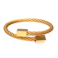 Macro-opname van de goudkleurige roestvrijstalen kabelarmband met vierkante einden - ZJ2698G-Gouden Stijl