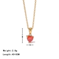 Chaîne élégante plaquée or avec un pendentif cœur en zircon rouge de 14,5x7 mm - Or-Zirconia Rouge