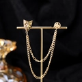 Vintage gold baroque mask brooch with double chains for suits and jackets - Gold