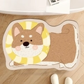 Cartoon Shiba Inu plush bath mat in brown and beige colors on light wood floor - Chubby Corgi