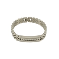 Pulsera para hombre en acero inoxidable plateado con placa rectangular estilo relojera - Oro de 18K / Color Acero