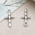 Ciondolo a croce con perline argento vintage per creazione di gioielli e collane - Croce Ovale-12x23mm