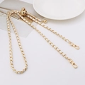Adjustable golden metal chain strap with white leather weave and ball buckle - White Leather Light Gold Chain + Grid Gold Ball