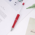 DIY beaded pen with gradient red metallic finish and retractable silver metal rod - Red