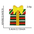 Detailed view of Christmas gift box embroidery patch with size and weight dimensions - Christmas Patch 23# (Striped Gift)