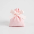 Light pink velvet jewelry pouch with elegant silk drawstring bow on white background - 7x9cm / Pink With Light Pink Ribbon