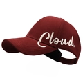 Deep red open back sun visor hat with Cloud embroidery for high ponytail hairstyles - Red