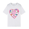 White crew neck Mother's Day T-shirt with pink heart balloon and floral print - XS / White (Heart Pattern)