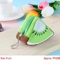 Cute kiwi plush coin purse with green zip and silver chain, triangular fruit wallet - Triangle Kiwi