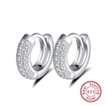 Elegant 925 sterling silver hoop earrings with triple rows of white pavé zircon stones - SE103-Silver 3-Row Zirconia
