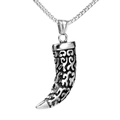 Colgante de luna religioso en acero inoxidable para hombre con grabados de tótem fino - Solo colgante / Color Acero