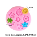 Pink flower silicone mold for DIY soap and candles with sunflower designs, 8.2cm size - Style 8 (Round Floral/Leaf Set)