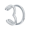 S925 silver double-layered heart ear cuff with micro-pave geometric design - Double Layer Hollow Heart (Style 7) / 925 Silver