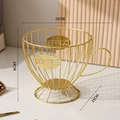 Goldener Kaffeekapsel-Aufbewahrungskorb in Tassenform mit COFFEE-Metallschild - Kaffeetassen-Stil / Gold