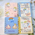 Set of four A7 mini spiral notebooks featuring cute cartoon duck illustrations and colors - Go Duck Go/Cheering Duck