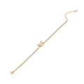 Pulsera de mariposa dorada con dije de nácar blanco y cadena tennis de circonitas - Diseño de Mariposa / Dorado