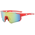 Gafas de sol retro para ciclismo sin montura con montura roja y lentes de espejo arcoíris - Montura Roja Espejo Rojo