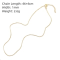 1mm gold-plated copper box chain necklace with 46+4cm adjustable length for DIY jewelry - Gold Necklace Chain