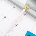 Pink matte ballpoint pen with a large crystal diamond top and gold metal accents - Light Pink with Gold Parts