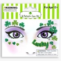 Green glitter shamrock and lucky stickers for St. Patrick's Day face art party makeup - Clover Lucky