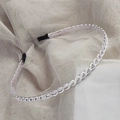 Silver hollow chain headband in metallic finish with black protective ends for women - 32# Silver Fine Chain Headband