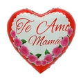 18 inch heart-shaped aluminum balloon with 'Te Amo Mamá' text and pink floral patterns - 18 Inch Red Edge Rose Garden Heart I Love You Mom (TX087)