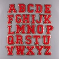 Set of 26 red chenille letter patches with gold glitter border for DIY clothing - Red Single Letter (Note)