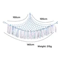 Light blue corner toy hammock for plushies with dimensions 100x100x140cm and tassels - 140*100*100cm / Light Blue