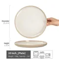 10 inch cream ceramic steak plate with dark rim and speckled texture, 25.2cm diameter - Najing - Grey White Large Plate 10 Inch (Minor Flaws)