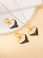 Elegantes goldenes Herz Schmuckset mit schwarzen Steinen inkl. Halskette und Ohrringen - Set 8
