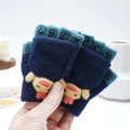 Dark blue and green knitted children's gloves featuring cute cartoon animal patterns - 3-9 Years / Number Duck-Navy Blue