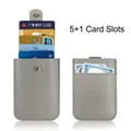 Grey pull-out card holder in litchi pattern leather with 5+1 multi-card slots - 5+1 Slots Pull-out / Gray