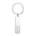 Silver stainless steel keychain with hollow rectangular pendant featuring letter G - Letter G