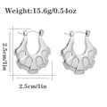 Irregular silver stainless steel wave earrings with metallic radial texture and 1in diameter - Scalloped Pleated Style - Silver (CBGE0024YS)