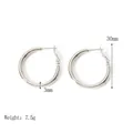 Polished silver stainless steel 30mm hoop earrings with 3mm thickness and mirror finish - Silver 30mm(YYE023402-30-P) / 30MM