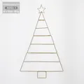 Golden wire wall-mounted Christmas tree decoration with top star 81x48cm - Gold Iron Art Wall-hanging Christmas Tree Frame 80cm