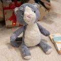 Adorable grey and white plush cat toy on festive Christmas gift box and rug background - 30cm / Gray Cat