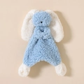 Blue cotton plush bunny comfort toy for infants on a plain background for baby soothing - Blue & White (Solid Color Ears) Lamb Wool Rabbit
