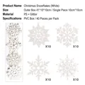 Set di 40 fiocchi di neve bianchi glitterati in 4 stili con scatola in PVC trasparente - Set da 40 pezzi / Bianco