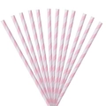 Pink and white spiral striped paper straws in fan arrangement for Bohemian party set - Pink Striped Straws