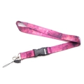 Pink and purple nebula print polyester lanyard with buckle and metal lobster clasp - KP792-9 Pink Purple Starry